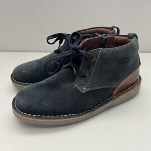 Florsheim Navigator Chukka Oxford Shoes Navy Blue Suede Brown Leather Lace Kid 2